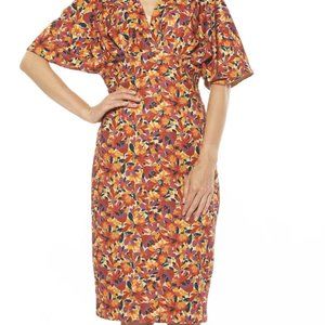 PLUS SIZE ALEXIA ADMOR Draped Dolman Sleeve V-Neck Sheath Dress